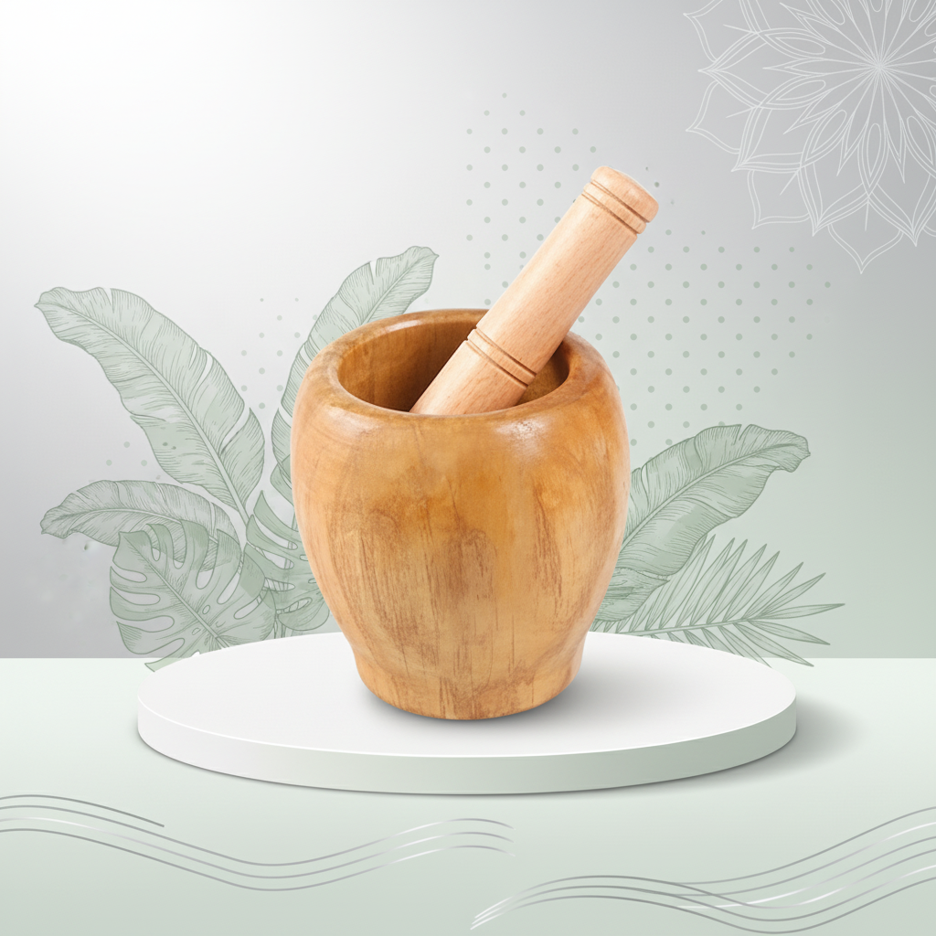 Bamboo Garlic Pounder / Mortar & pestle - Image 2