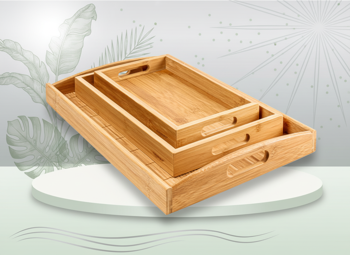 Bamboo Tray Set 3Pcs