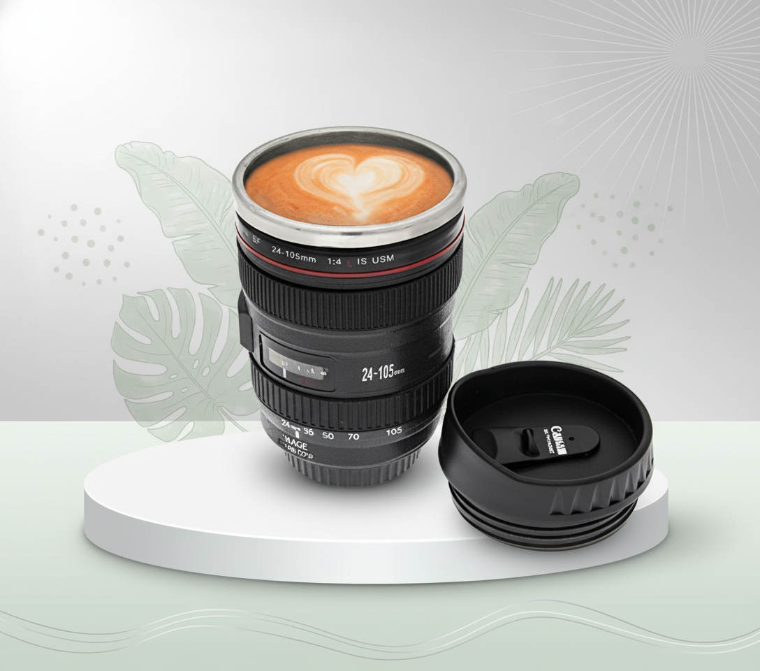Flint stop Camera Lens Coffee Caniam Mug EF 24-105mm, Black