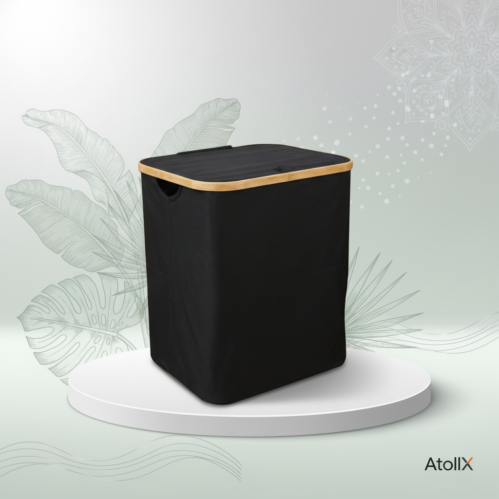 LAUNDRY BASKET WIDE – BLACK / GRAY