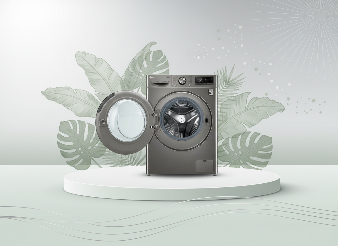 LG 10KG F/Load Washing Machine F4Y6RYGBPV Silver - Image 2