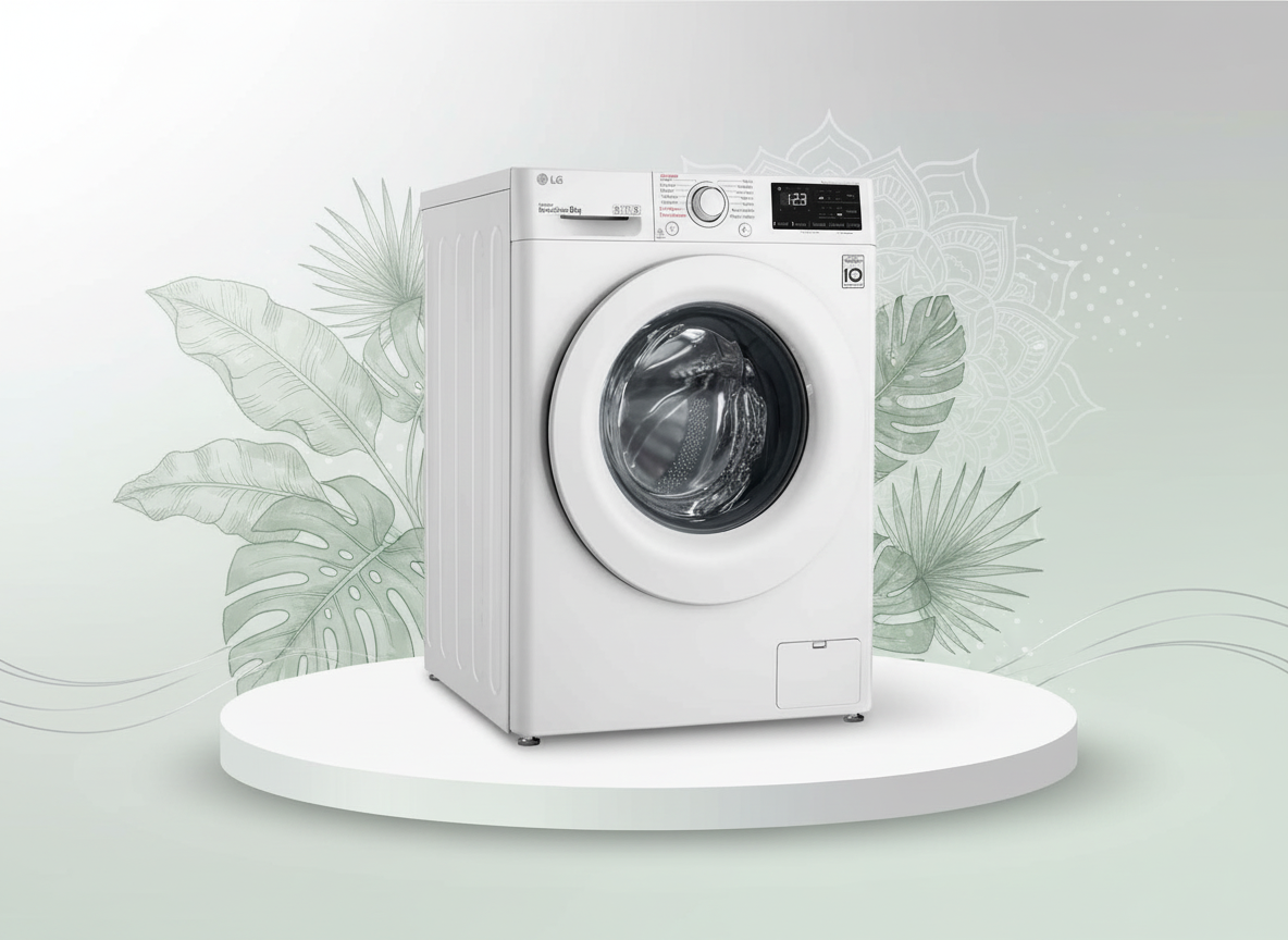 LG 8kg F/Load Steam W/Machine F4R3TYG3W White