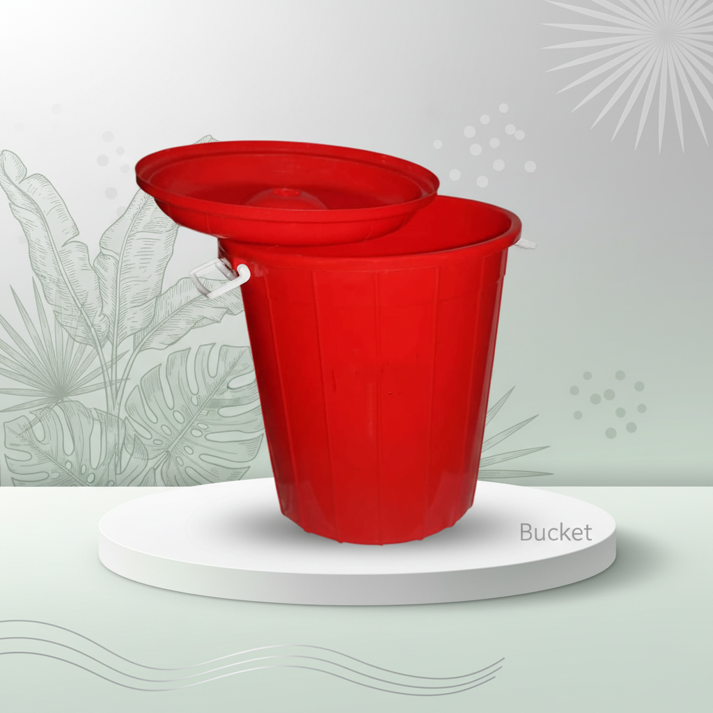 Plastic Bucket W/Lid 100L – Blue/Red