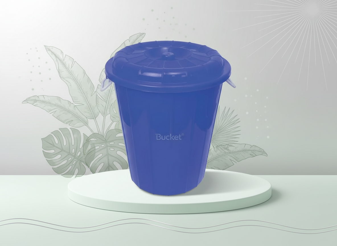 Plastic Bucket W/Lid 120L – Blue/Red
