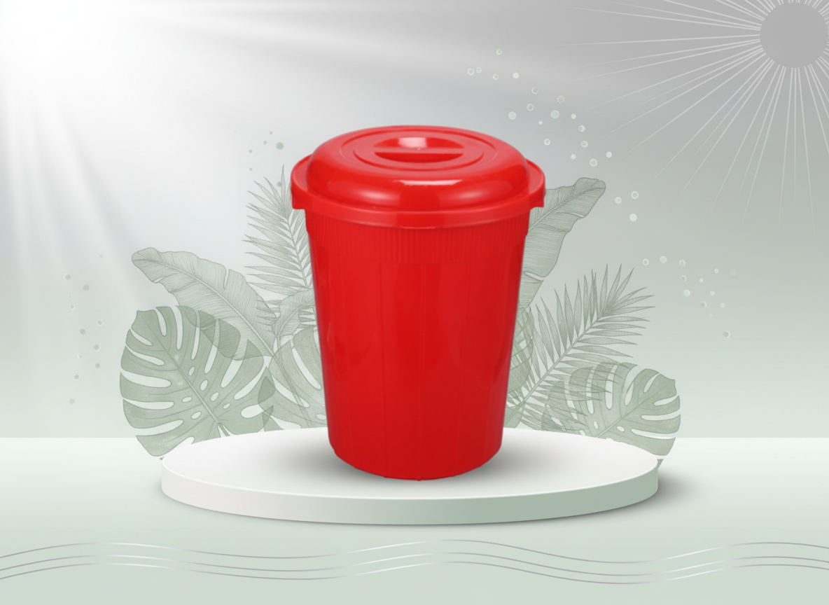 Plastic Bucket W/Lid 42L – Blue/Red